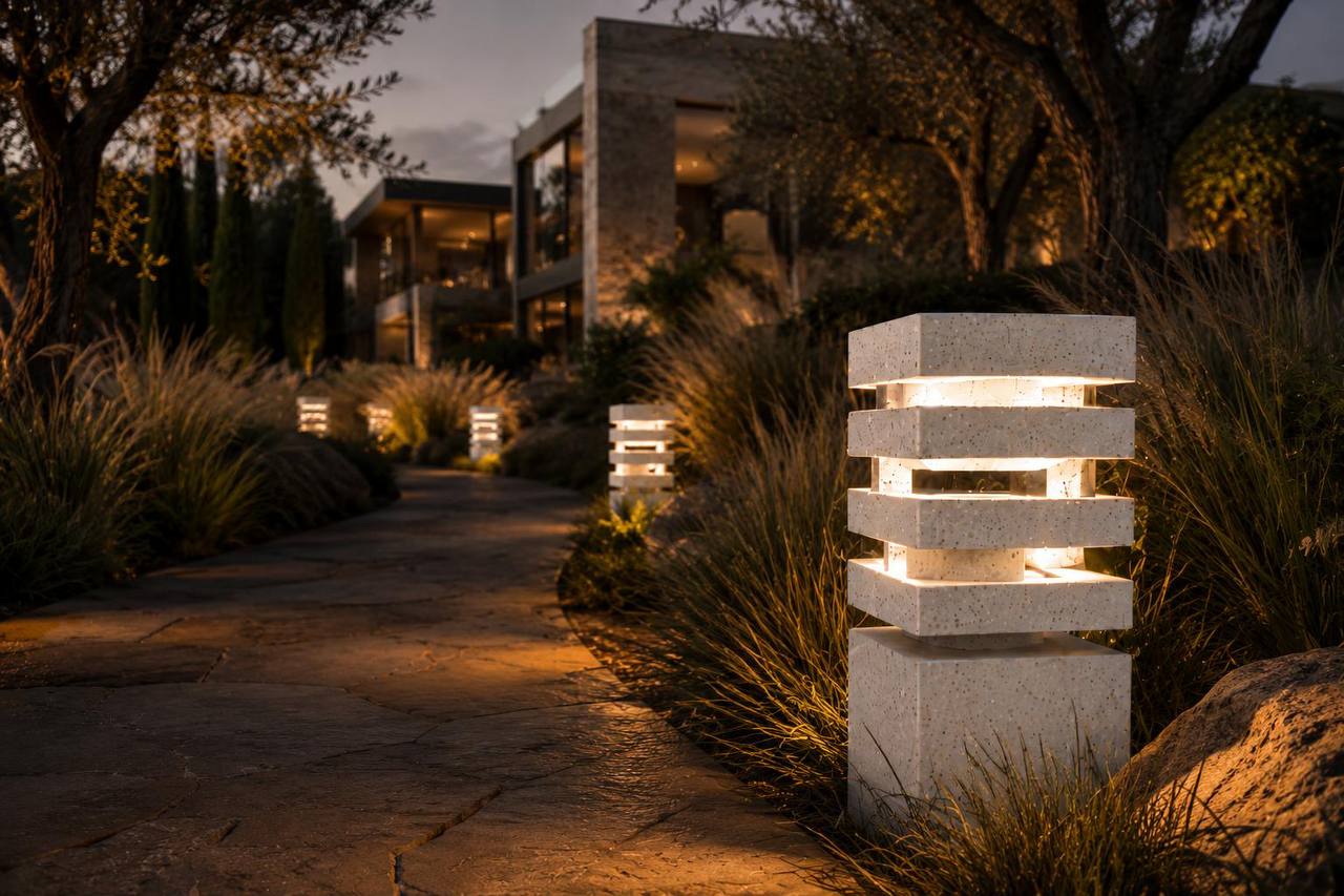 Handcrafted Stone Bollard Lighting